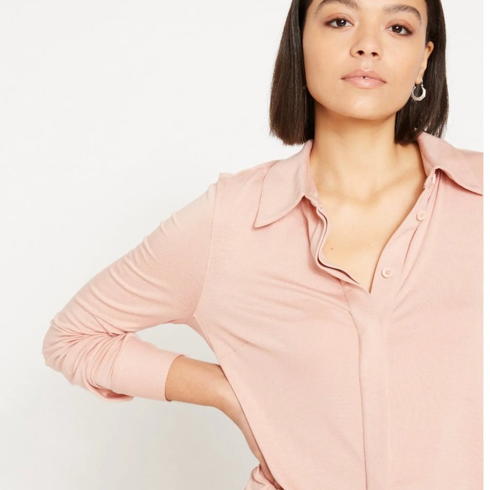 Universal Standard XS NWT Elbe Liquid Jersey Shirt Classic Fit in Rose